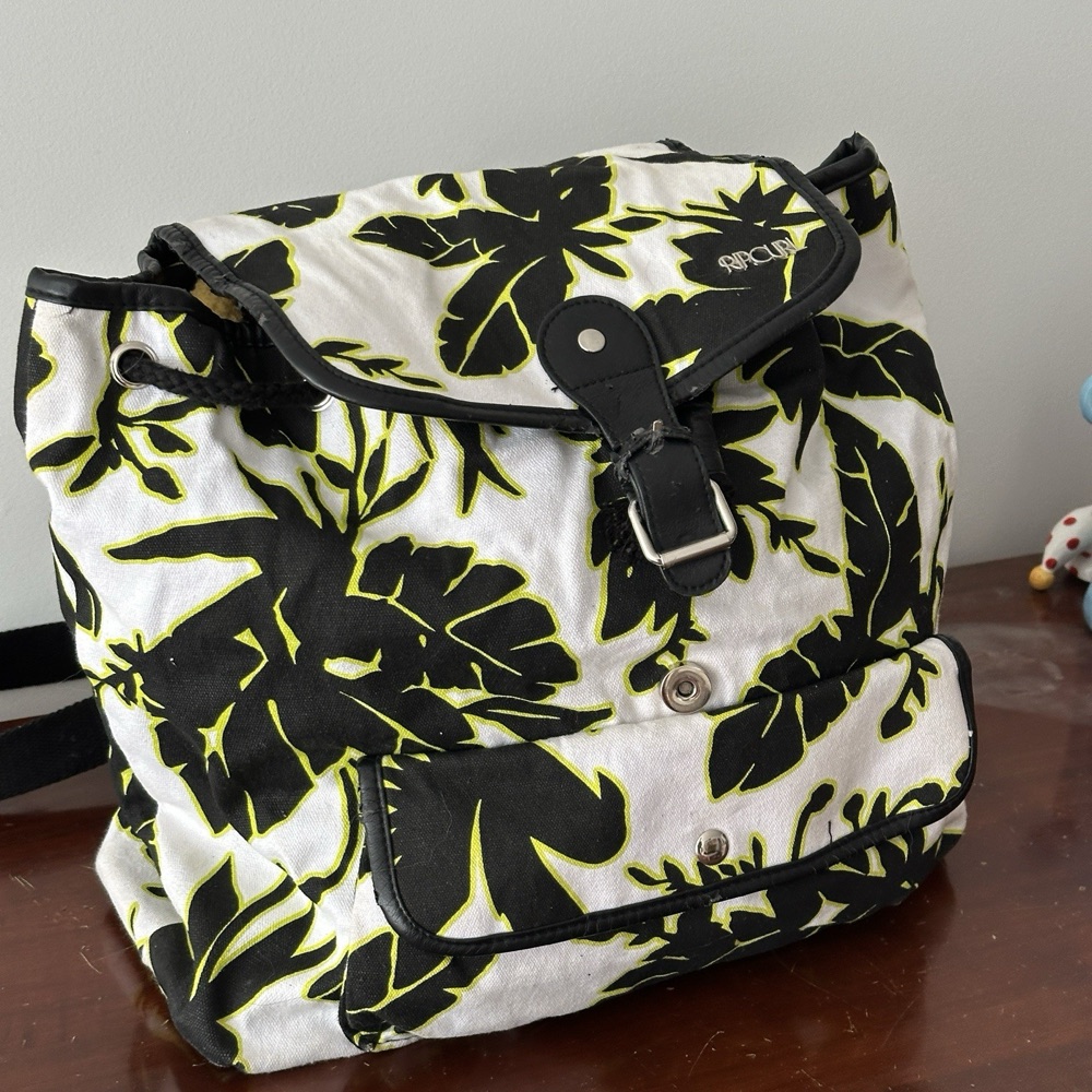 Y2K Rip Curl Floral Canvas Beach Backpack, photo 1